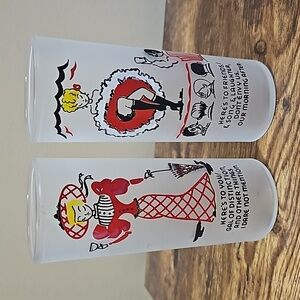 Federal Glass Vintage White Frosted Gay 90s Highball Glass Set of 2